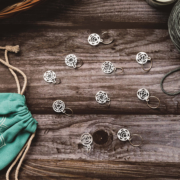 Sterling Silver Plated Chakra Stitch Markers