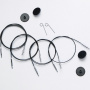 Black 360° Swivel Cables with silver connectors  KnitPro 56см