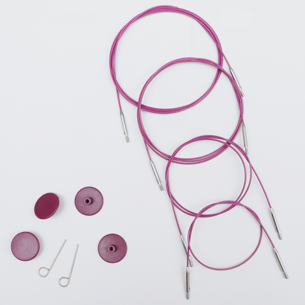 Purple Fixed Cables with Silver connectors KnitPro 35см